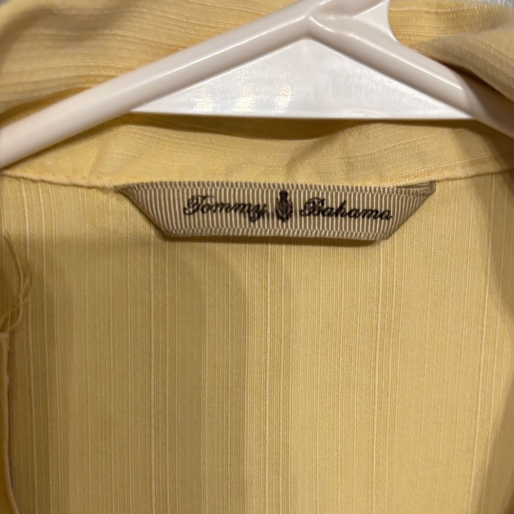Tommy bahama Tropical yellow 100% silk Short Sleeve Shirt M - Picture 5 of 7
